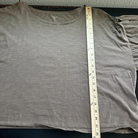 Garnet Hill Top XL Boxy Crop Capsule Brown 100% Pima Cotton Oversized Relaxed - Picture 9 of 10